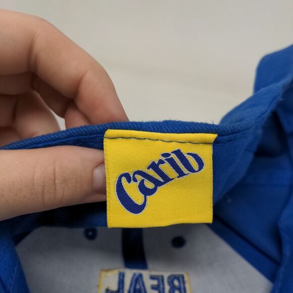Real Beer Is Carib Lager Strapback Hat Blue One Size Embroidered Bottle Opener - Picture 7 of 8